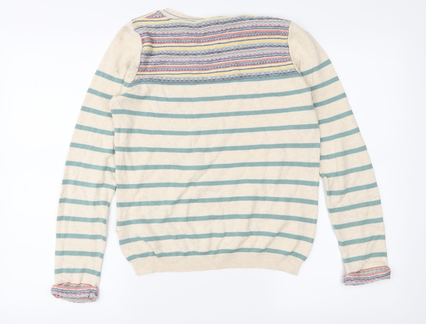 Marks and Spencer Womens Beige Striped Knit Pullover Jumper Size 8
