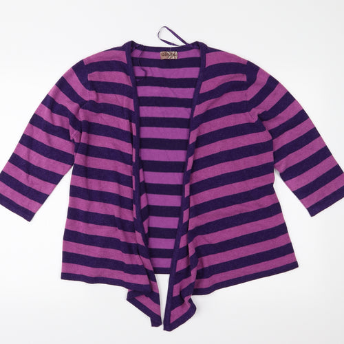 Atelier Aimée Womens Purple Striped Knit Cardigan Jumper Size S