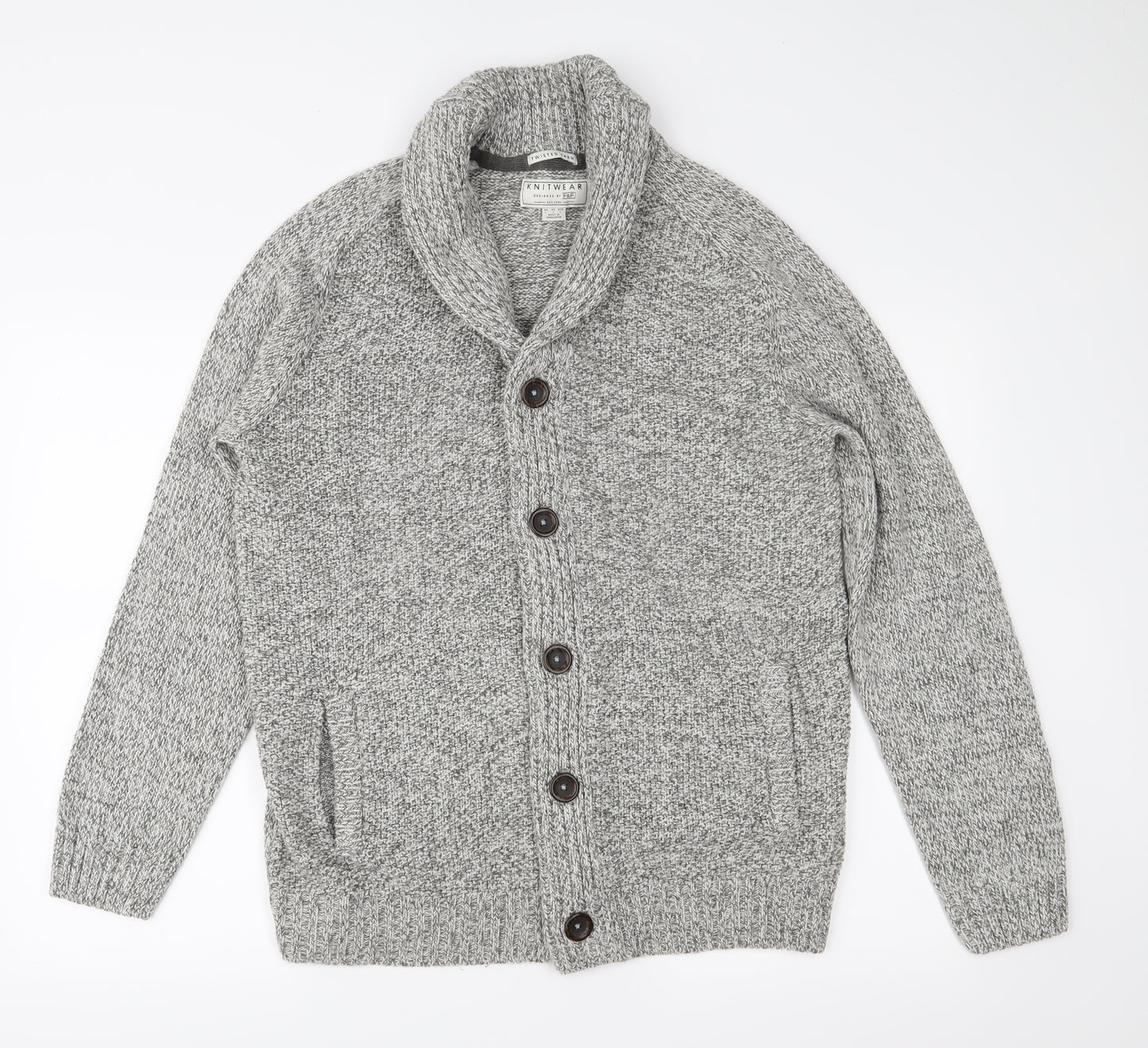 F&F Mens Grey  Knit Cardigan Jumper Size L