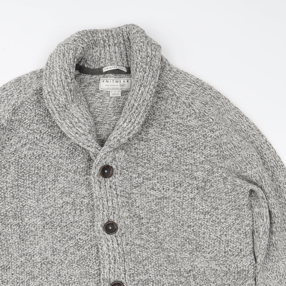 F&F Mens Grey  Knit Cardigan Jumper Size L