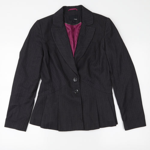 NEXT Womens Grey Striped  Jacket Suit Jacket Size 12