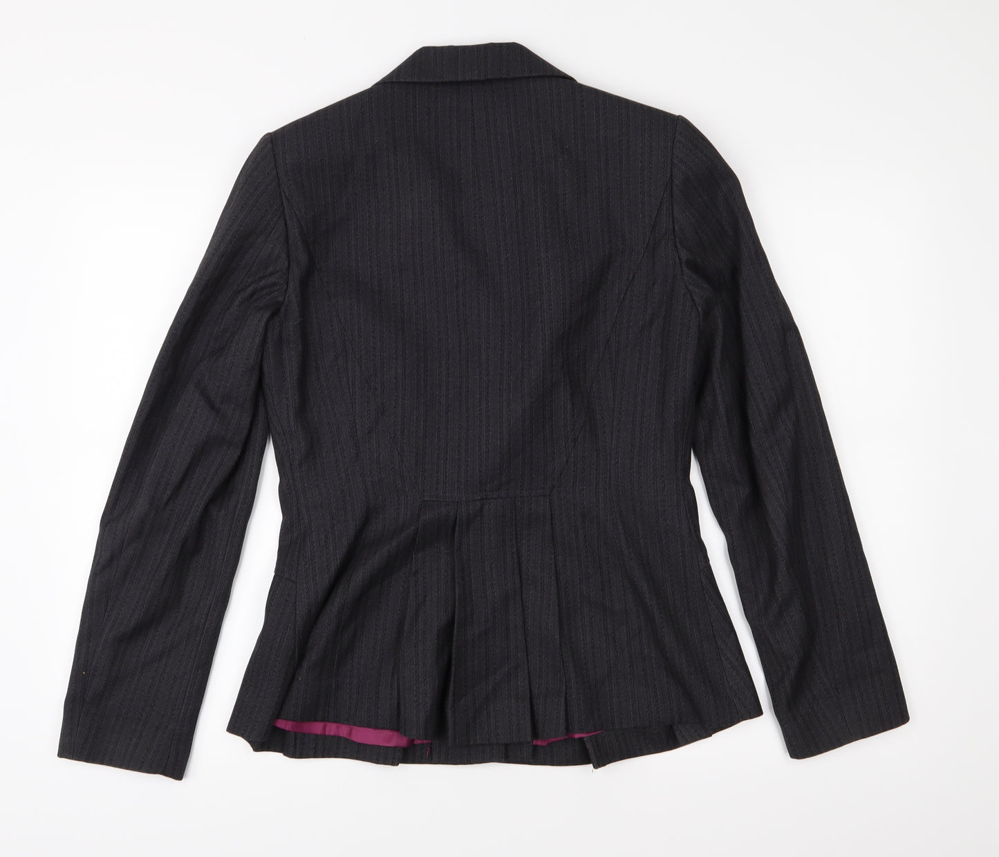 NEXT Womens Grey Striped  Jacket Suit Jacket Size 12