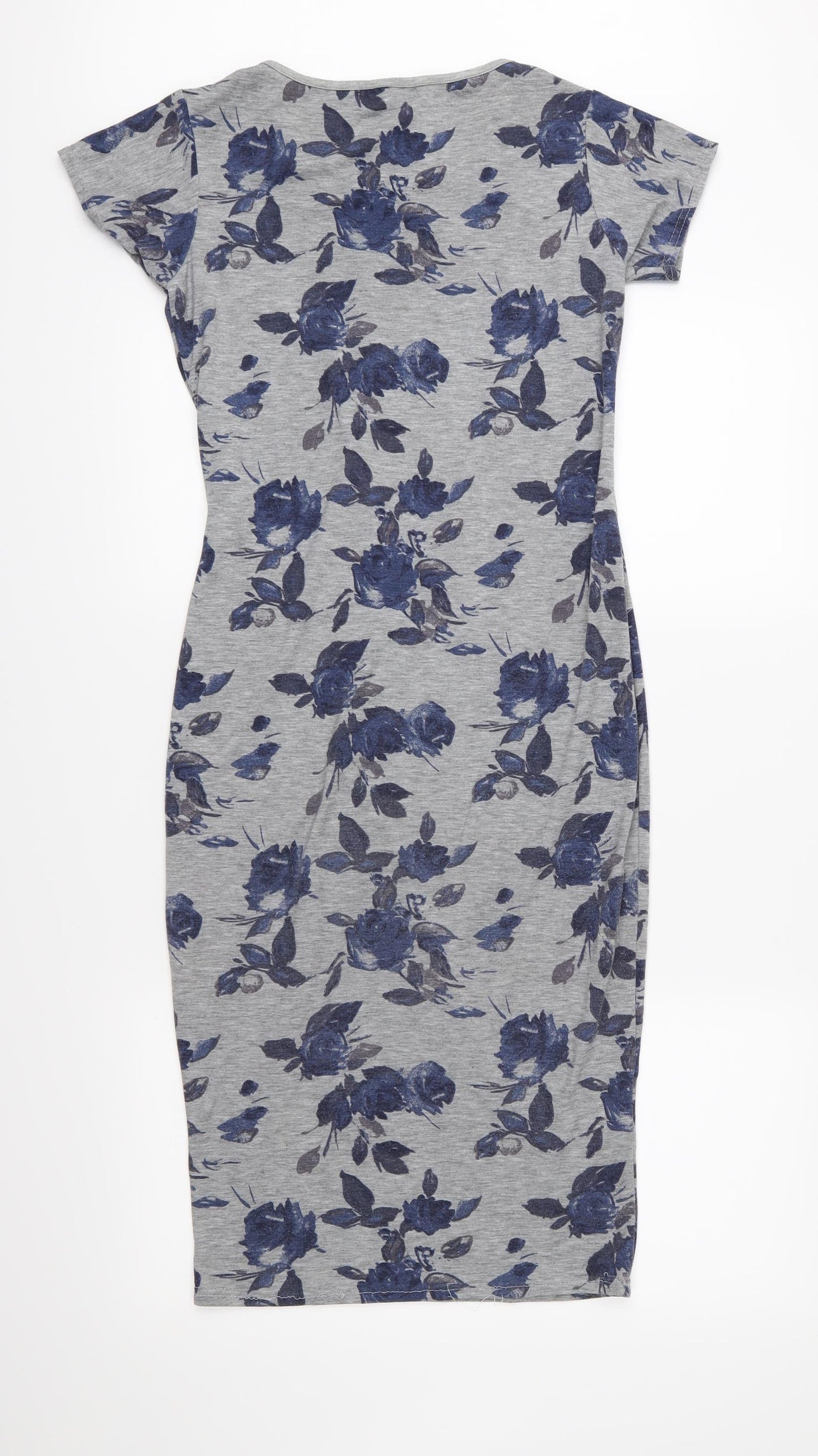 Boohoo Womens Grey Floral Jersey T-Shirt Dress  Size 12