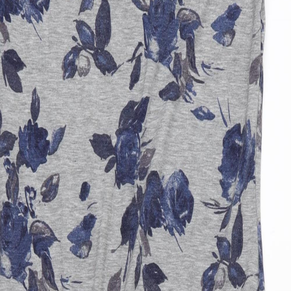 Boohoo Womens Grey Floral Jersey T-Shirt Dress  Size 12