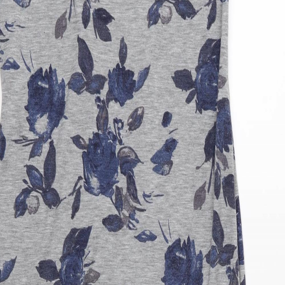 Boohoo Womens Grey Floral Jersey T-Shirt Dress  Size 12