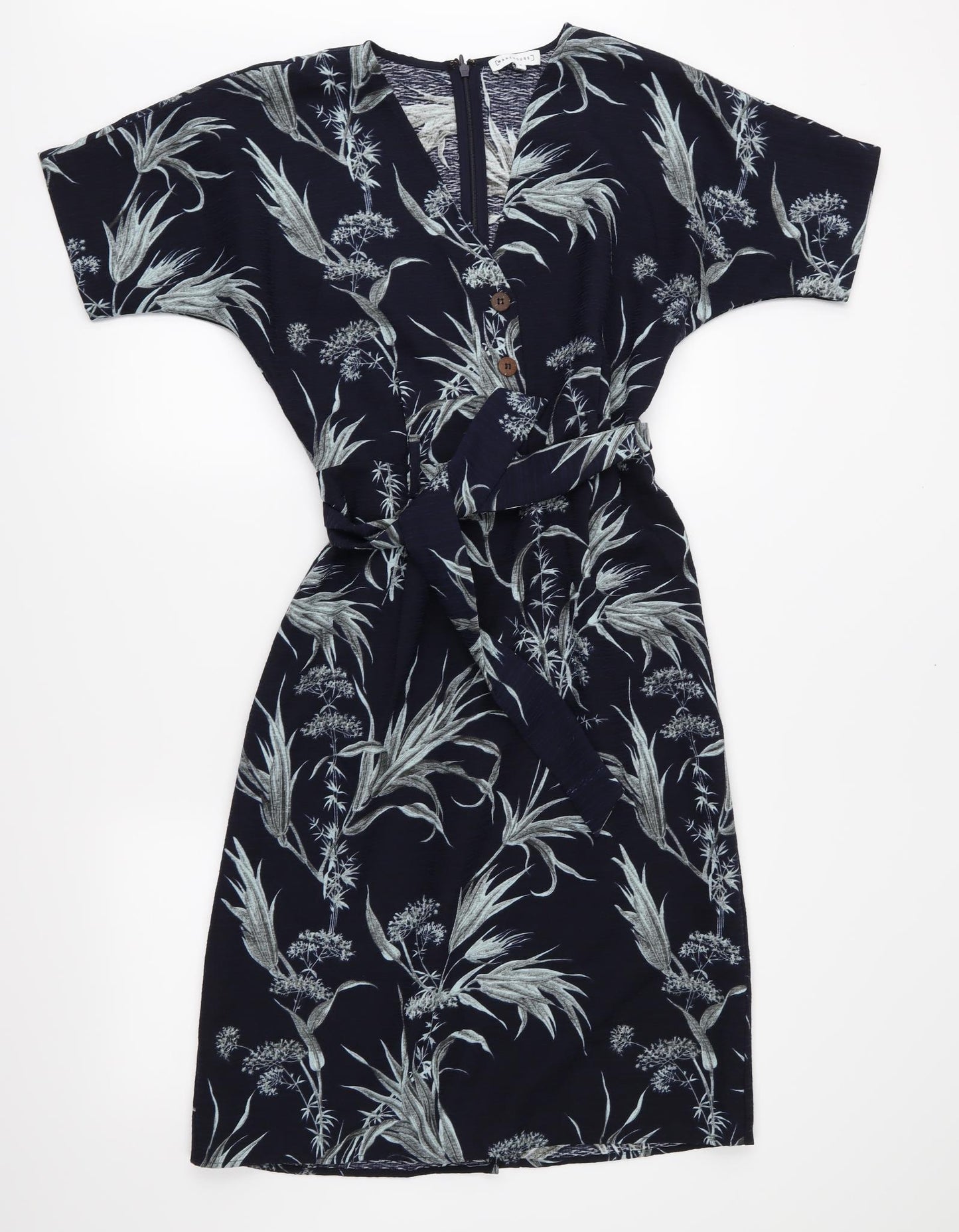 Warehouse Womens Blue Floral  A-Line  Size 10