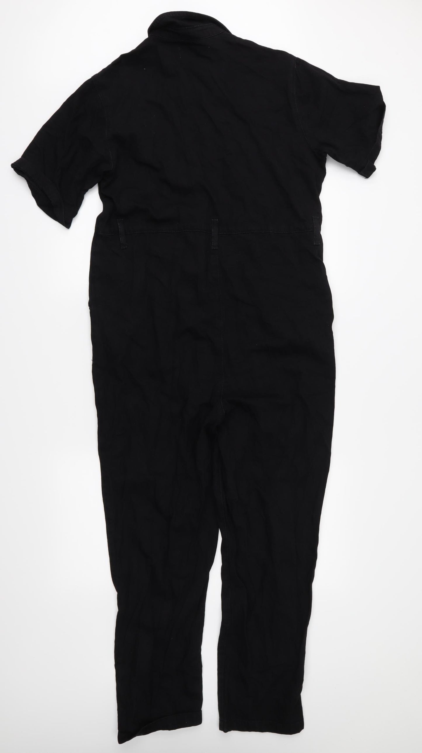 Denim & Co. Womens Black  Denim Coverall One-Piece Size 12 L26 in