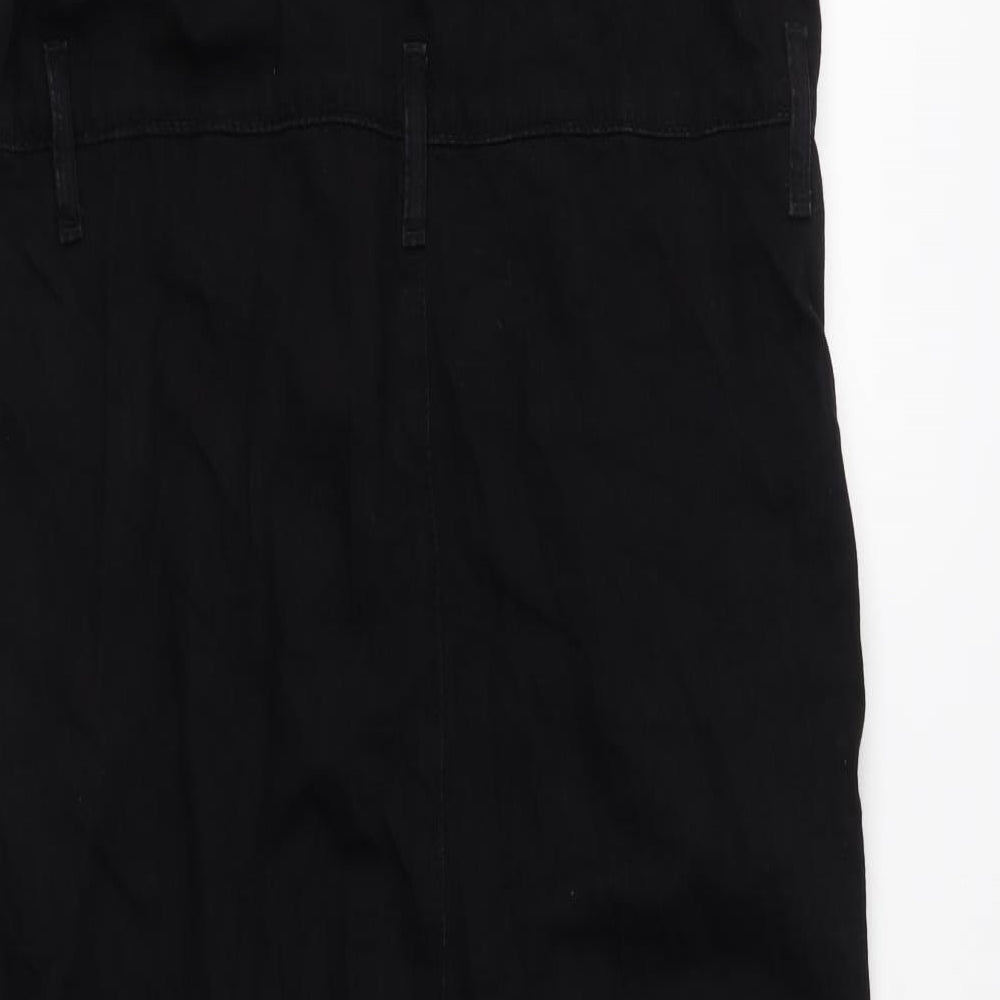 Denim & Co. Womens Black  Denim Coverall One-Piece Size 12 L26 in