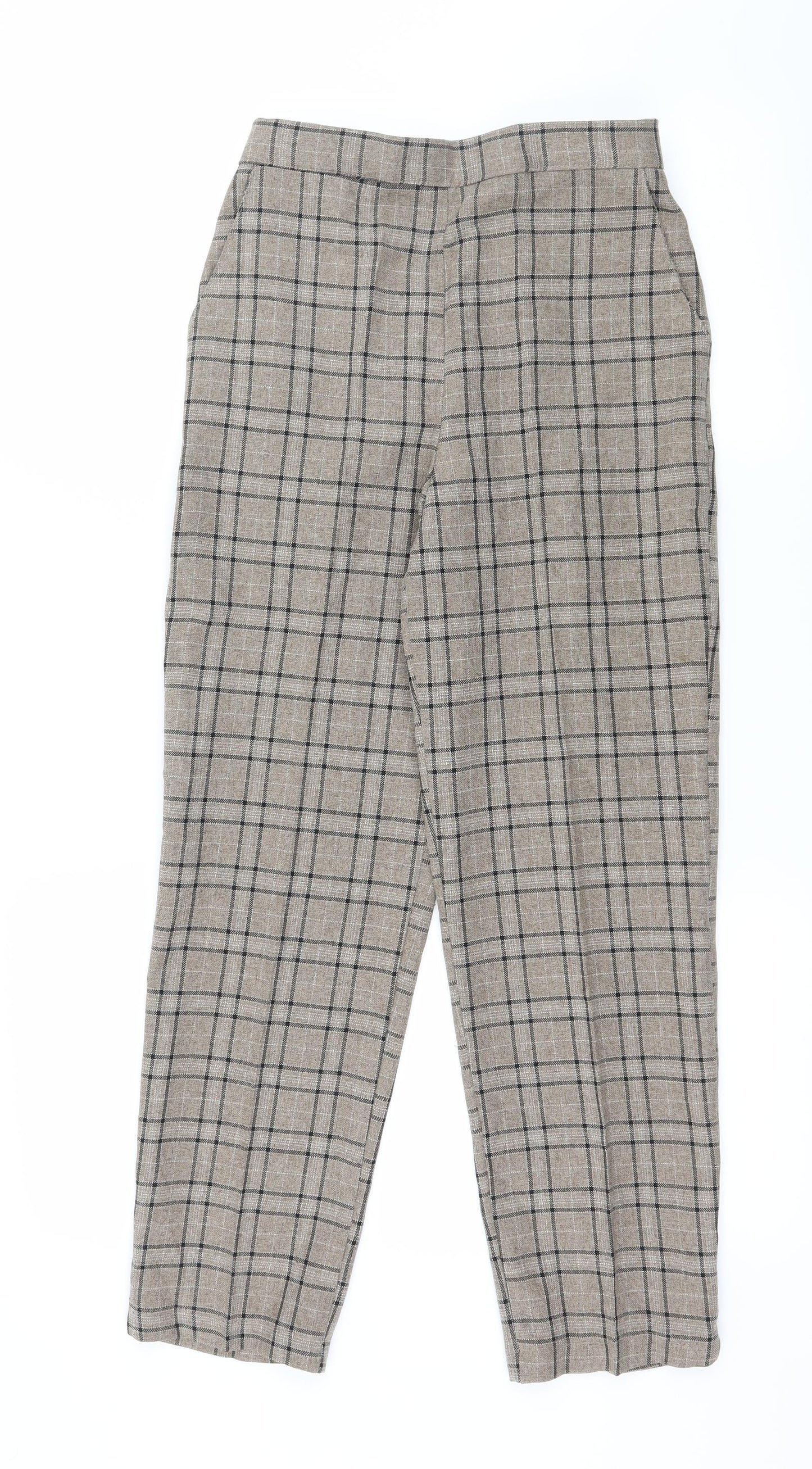Preworn Womens Brown Check  Trousers  Size 8 L25 in