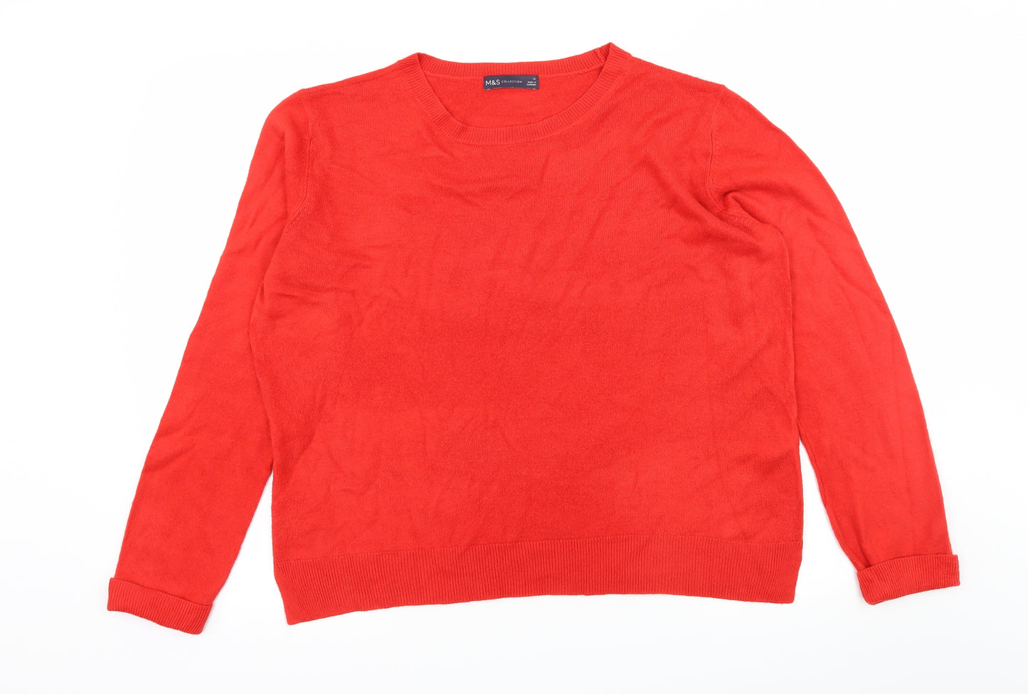 Marks and Spencer Womens Red  Knit Pullover Jumper Size 16