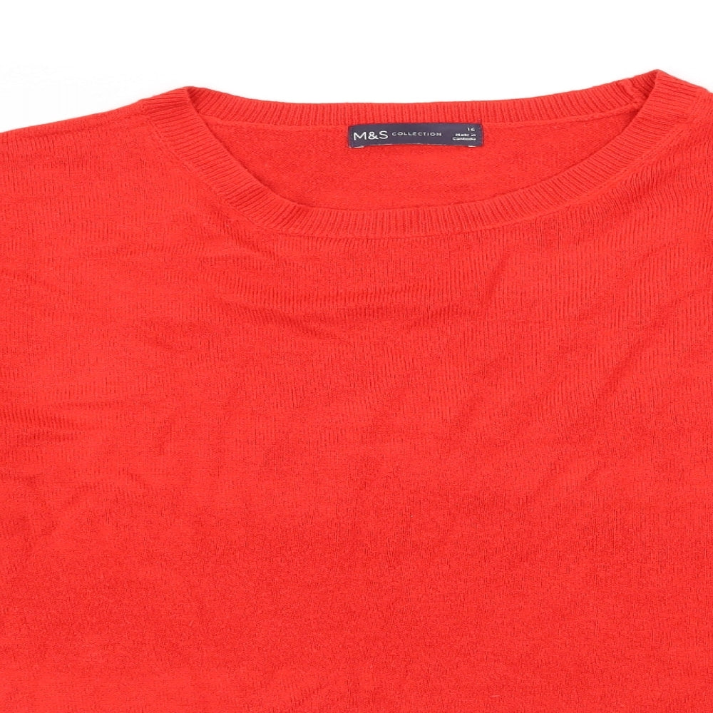 Marks and Spencer Womens Red  Knit Pullover Jumper Size 16