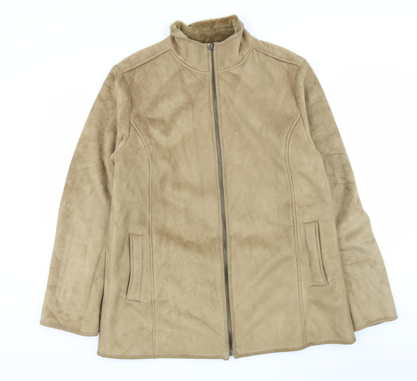Bonmarché Womens Brown  Velour Jacket  Size M  - Faux fur lined