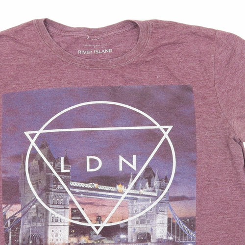 River Island Mens Purple  Jersey  T-Shirt Size M  - LDN