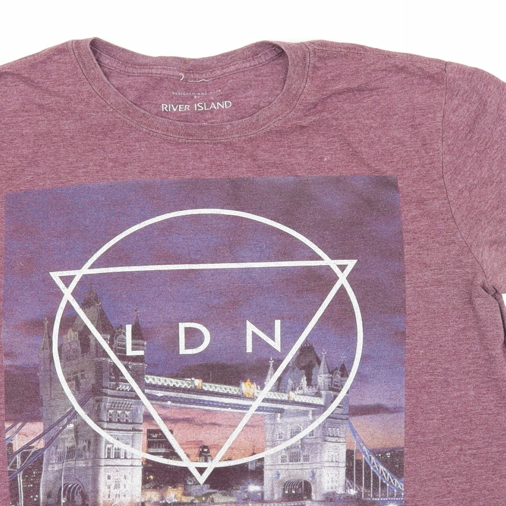 River Island Mens Purple  Jersey  T-Shirt Size M  - LDN