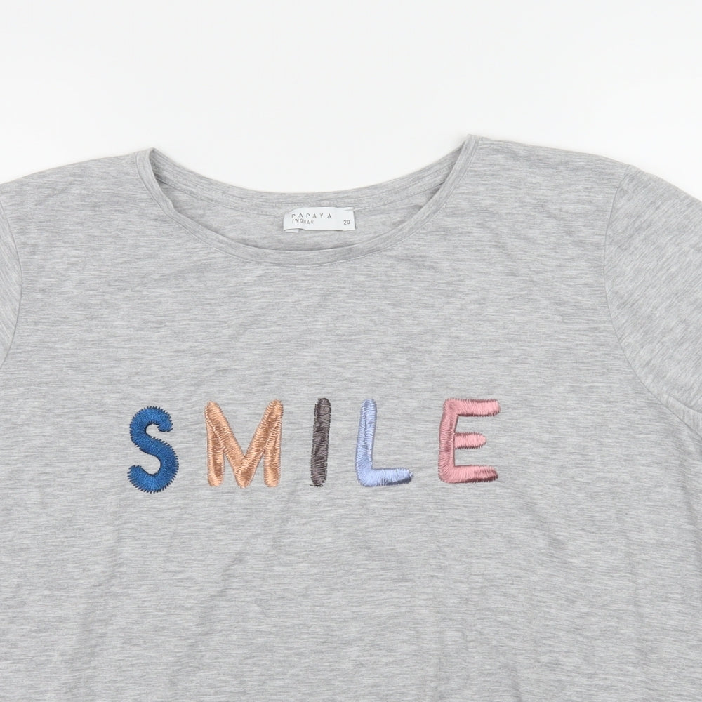 Papaya Womens Grey  Jersey Basic T-Shirt Size 20  - Smile