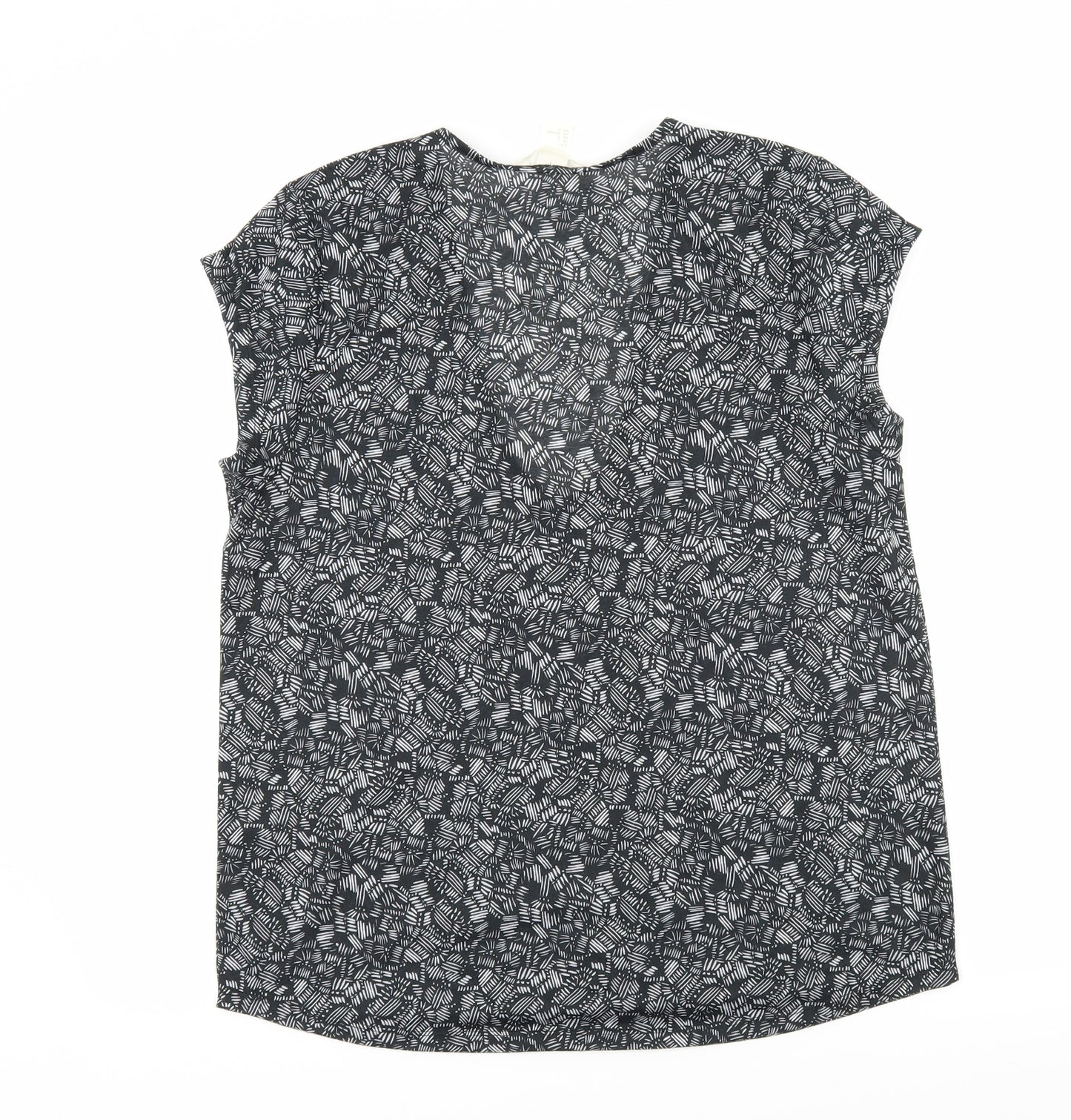 H&M Womens Grey Geometric Jersey Basic T-Shirt Size L
