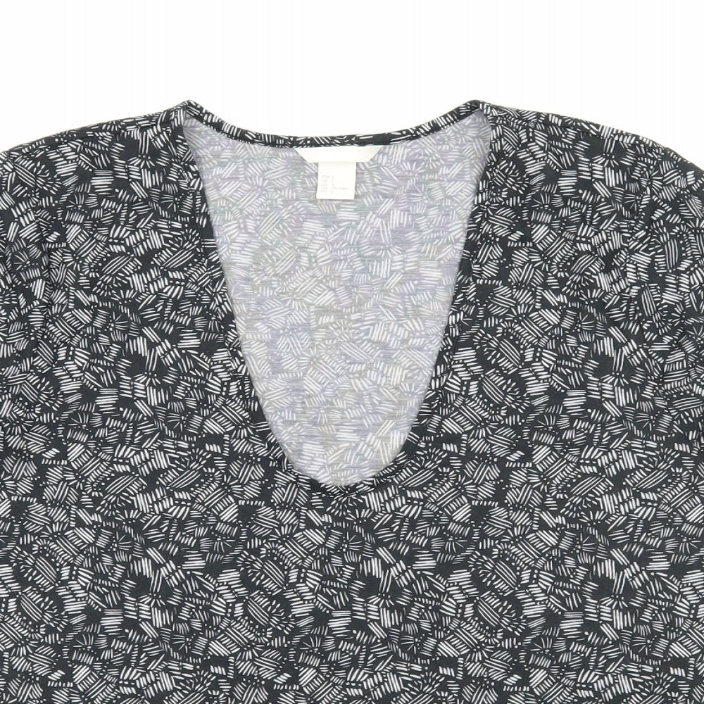 H&M Womens Grey Geometric Jersey Basic T-Shirt Size L