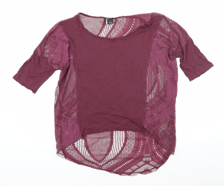 Sparkle & Fade Womens Purple Basic T-Shirt Size M