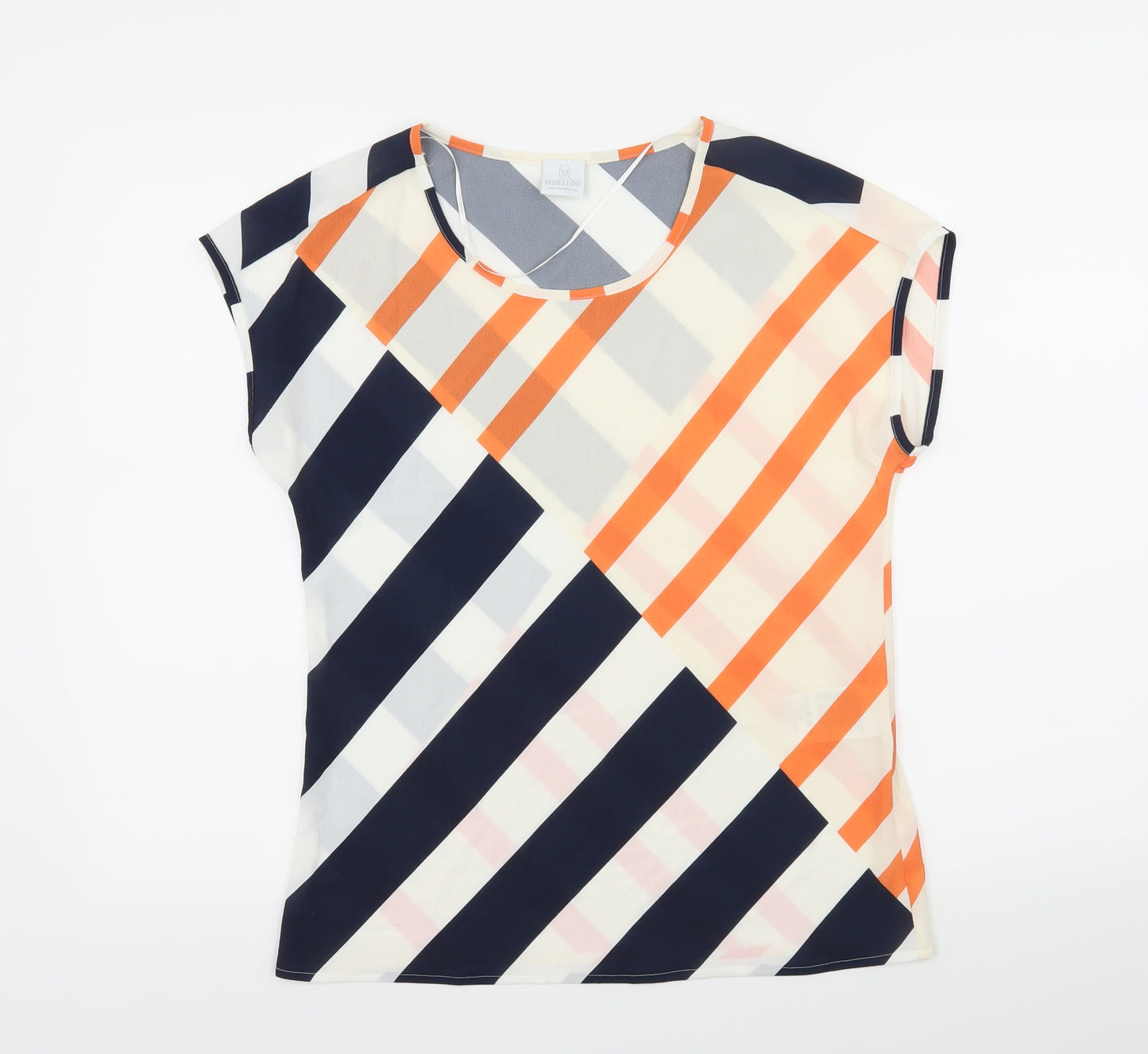 Madeline Womens Multicoloured Striped  Basic Blouse Size 10