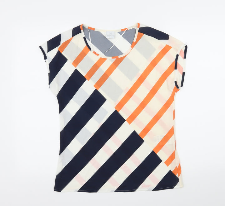 Madeline Womens Multicoloured Striped  Basic Blouse Size 10