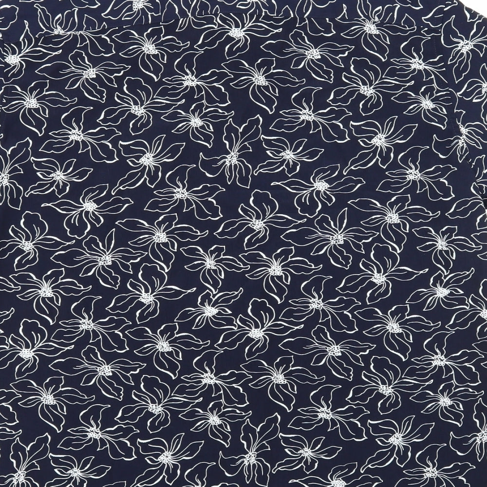 Marks and Spencer Mens Blue Floral   Button-Up Size M
