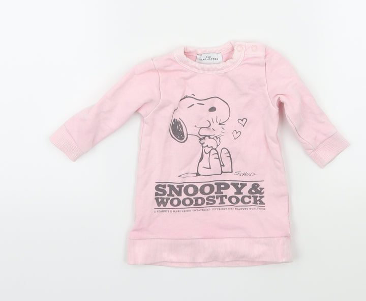 Marc Jacobs Girls Pink  Jersey Pullover Jumper Size 0-3 Months  - Snoopy
