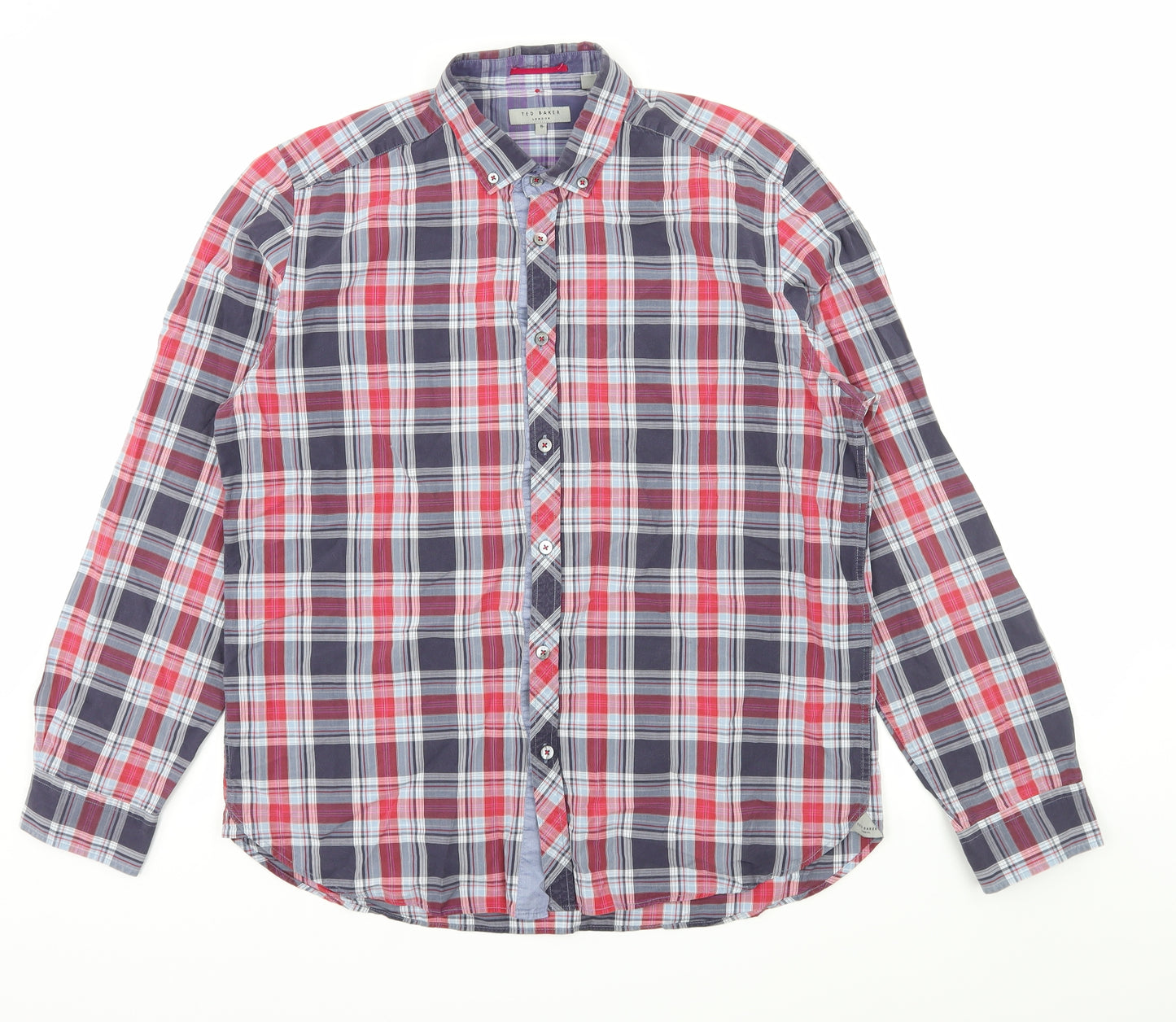 Ted Baker Mens Multicoloured Check   Button-Up Size XL