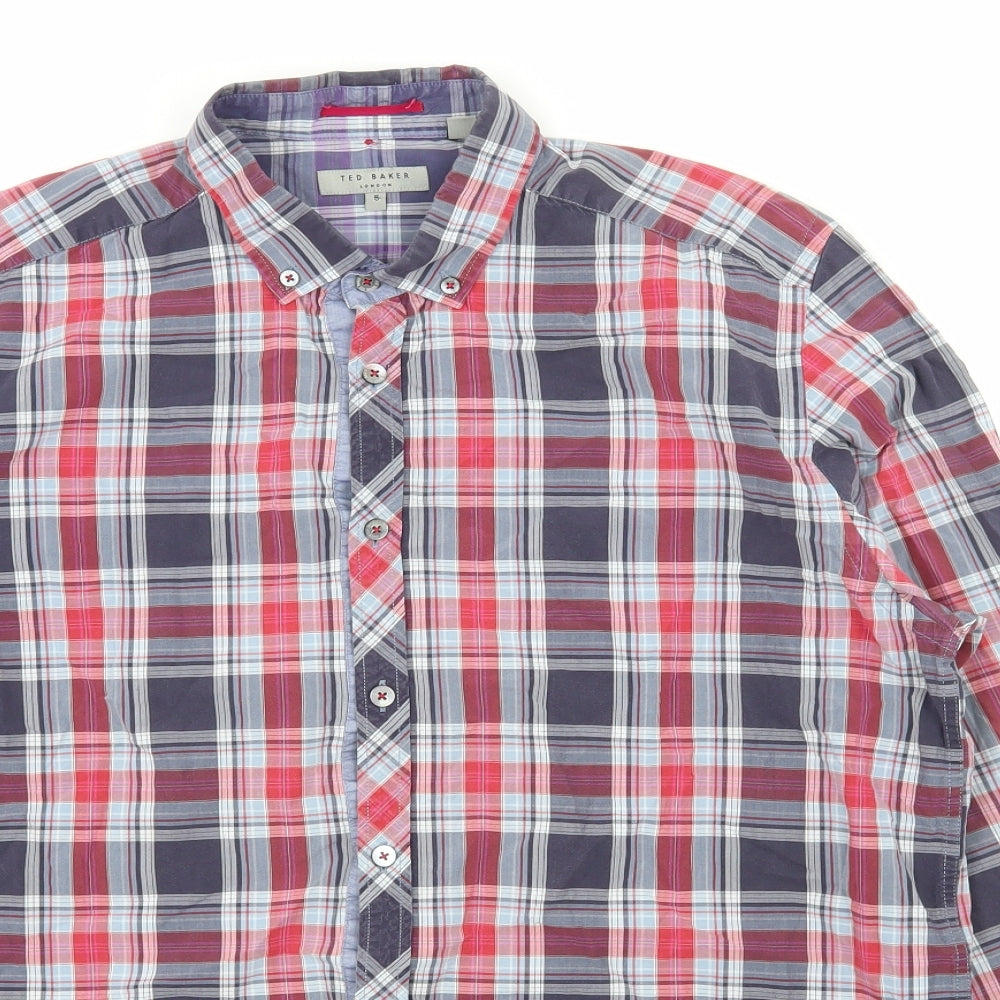 Ted Baker Mens Multicoloured Check   Button-Up Size XL