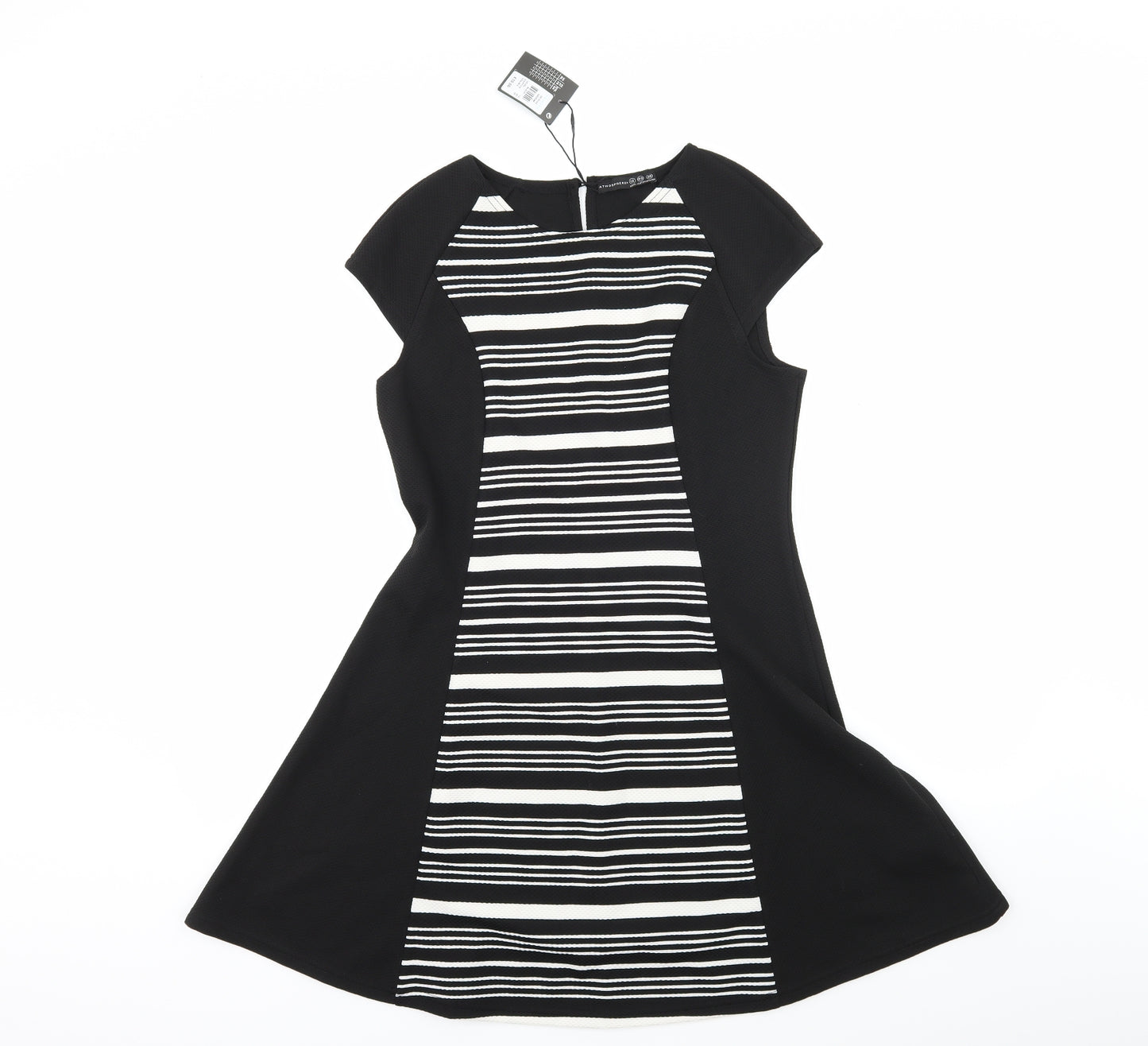 Atmosphere Womens Black Striped  Skater Dress  Size 12