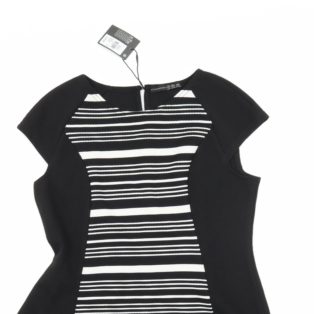 Atmosphere Womens Black Striped  Skater Dress  Size 12