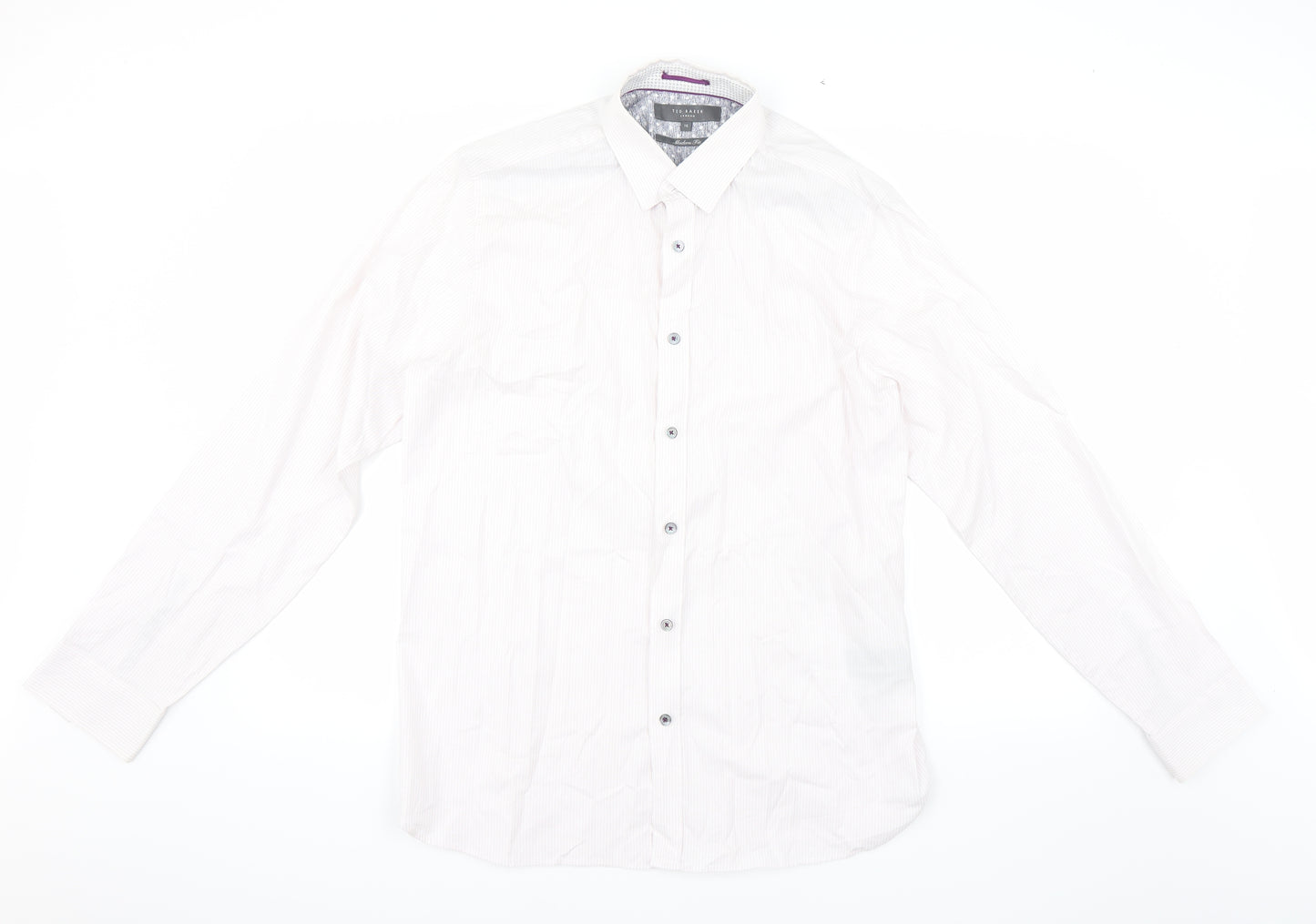 Ted Baker Mens Pink Striped   Dress Shirt Size 16