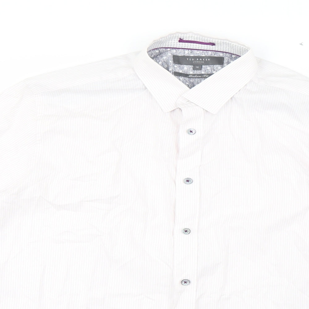 Ted Baker Mens Pink Striped   Dress Shirt Size 16