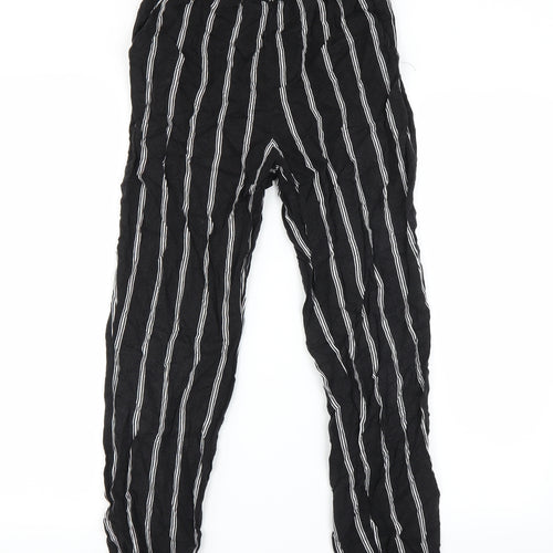 H&M Womens Black Striped  Trousers  Size 6 L25 in