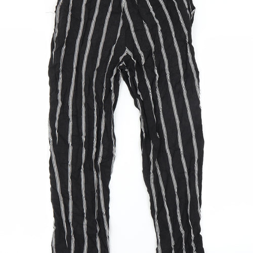 H&M Womens Black Striped  Trousers  Size 6 L25 in