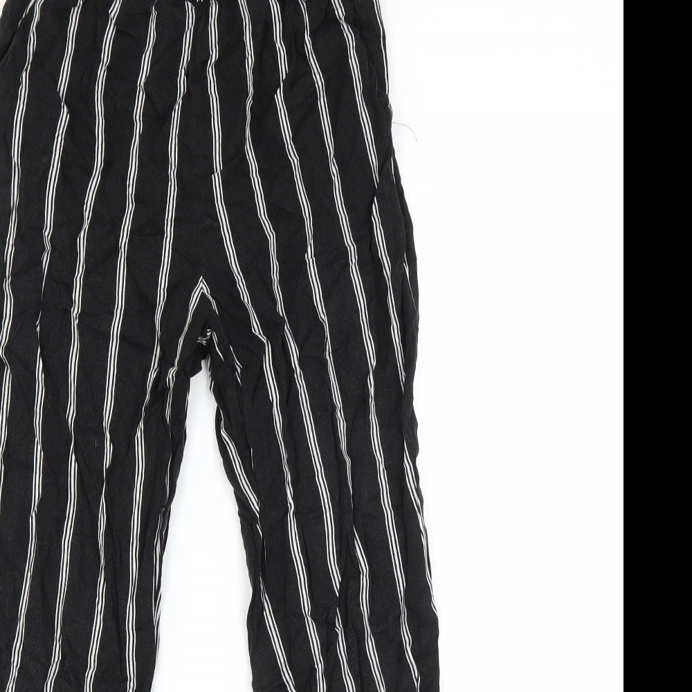 H&M Womens Black Striped  Trousers  Size 6 L25 in