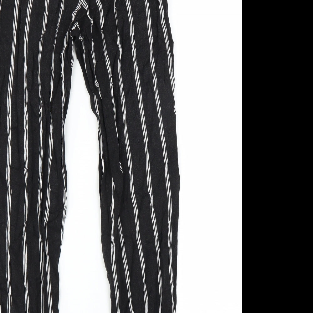 H&M Womens Black Striped  Trousers  Size 6 L25 in