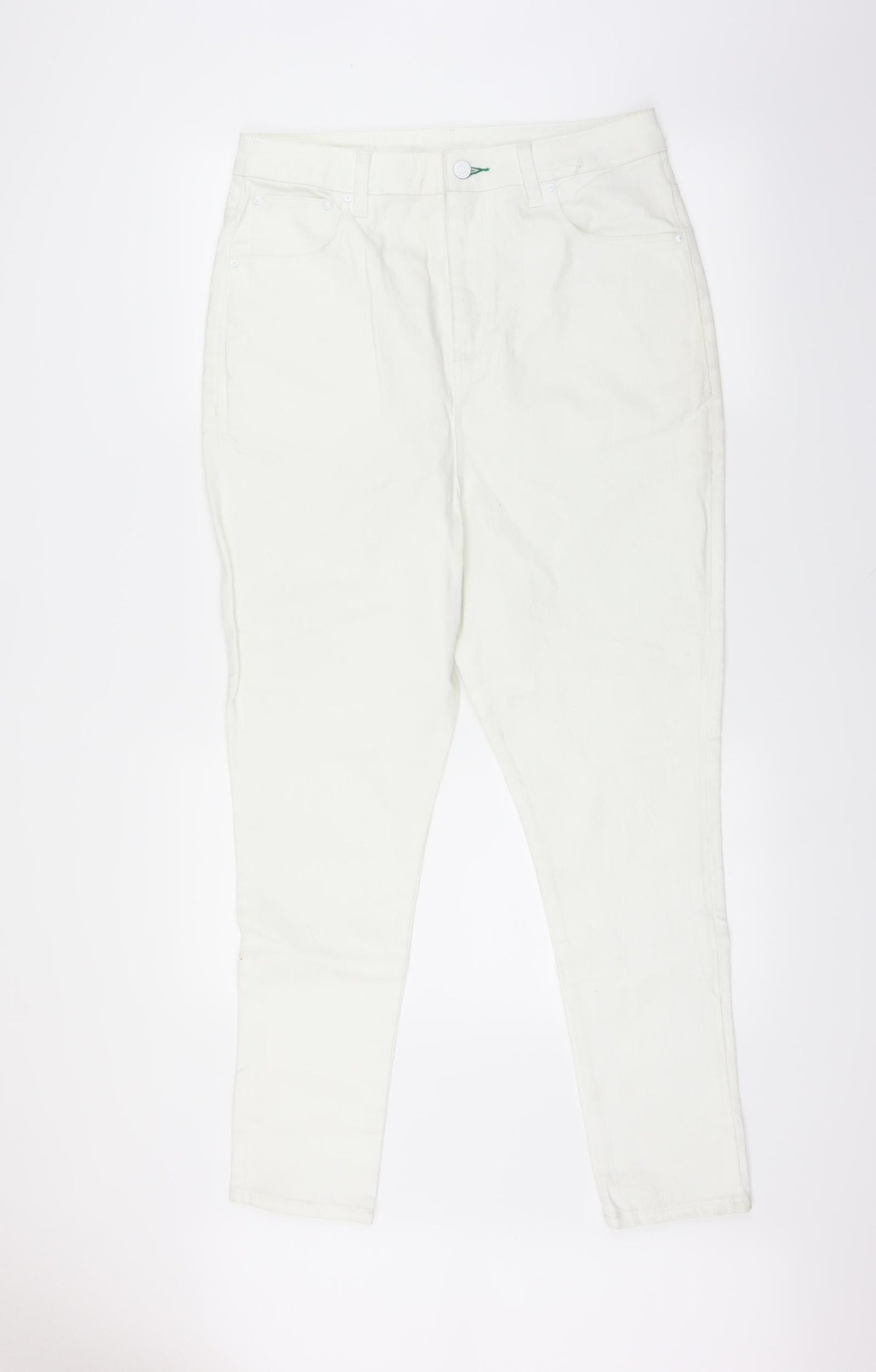 Preworn Womens White  Denim Straight Jeans Size 32 in L27 in