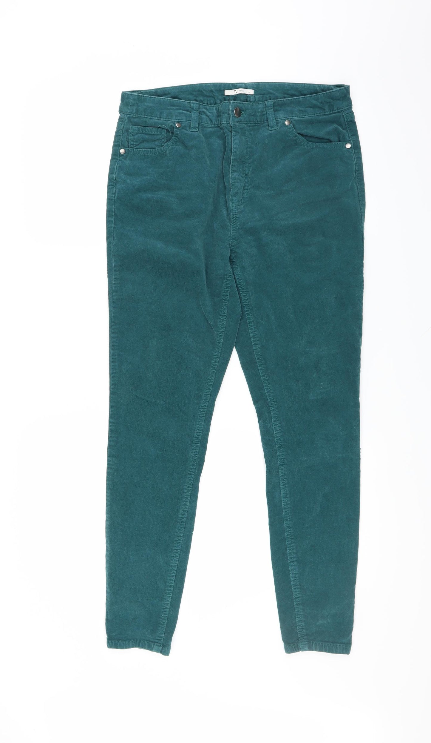 Sainsburys Womens Green  Corduroy Trousers  Size 12 L27 in