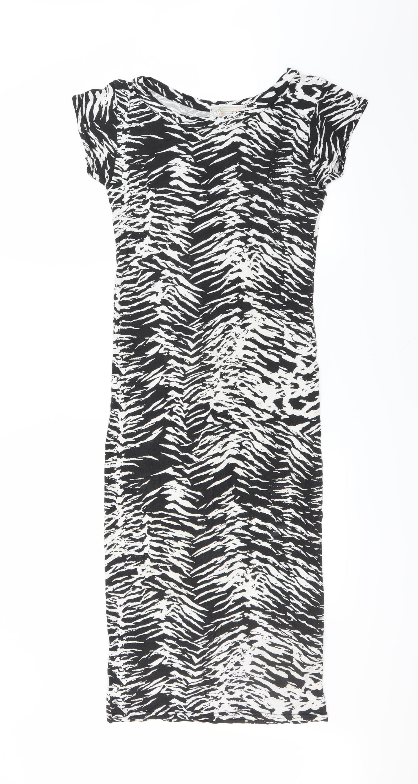 CAMEO ROSE Womens Black Animal Print  T-Shirt Dress  Size M