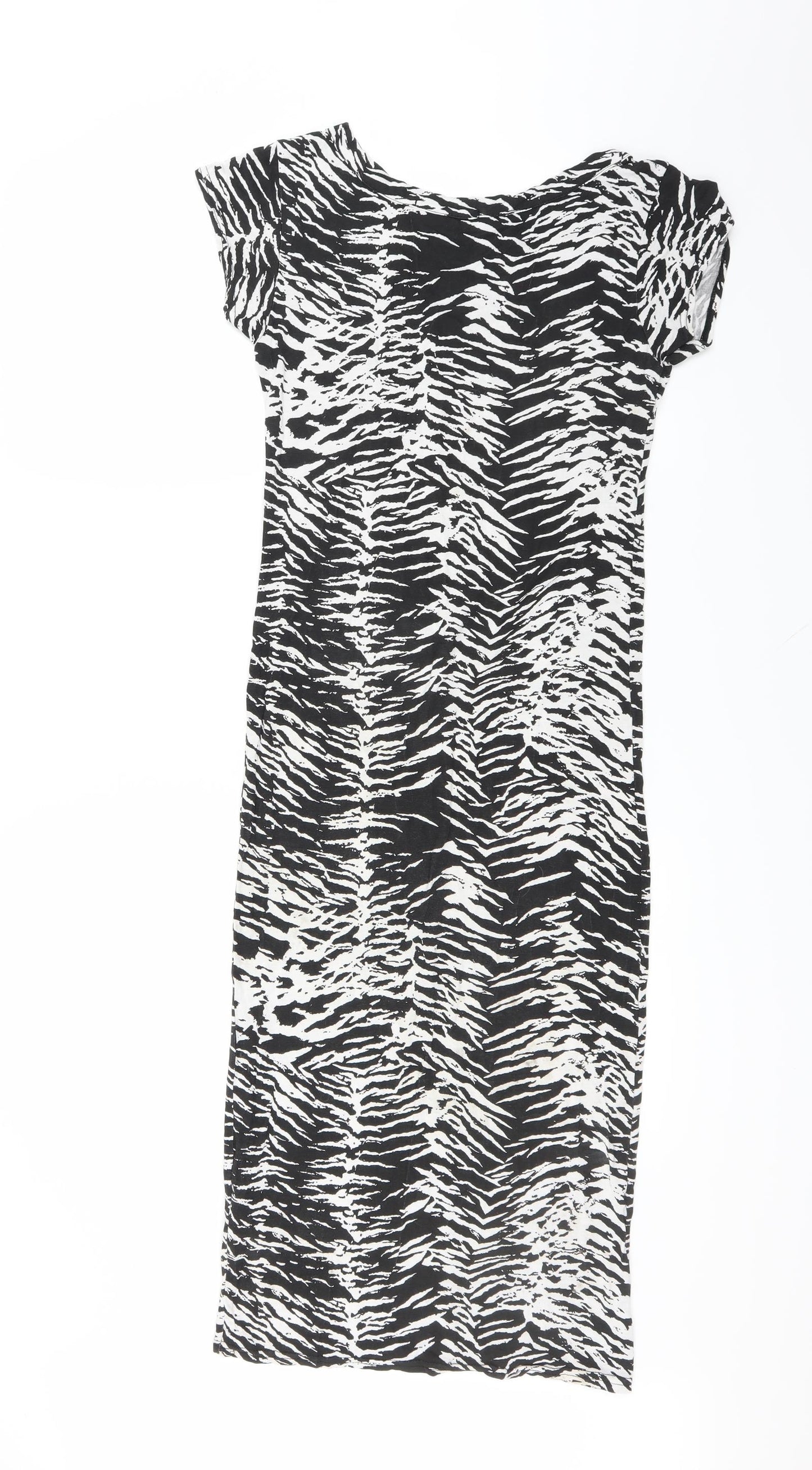 CAMEO ROSE Womens Black Animal Print  T-Shirt Dress  Size M
