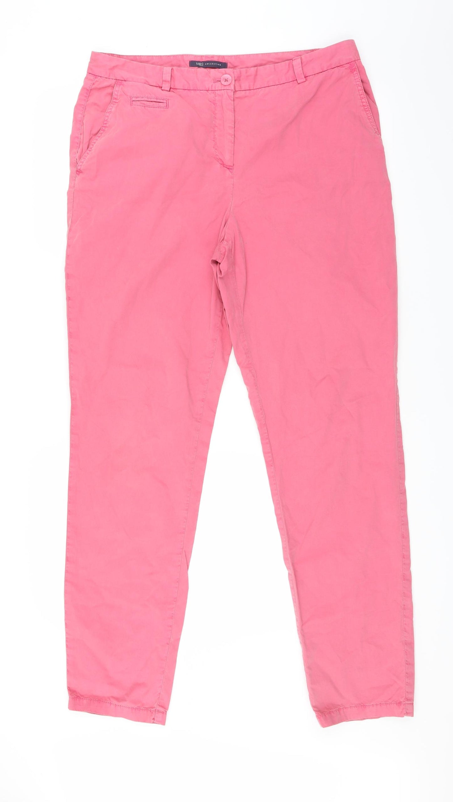 Marks and Spencer Womens Pink   Chino Trousers Size 14 L31 in