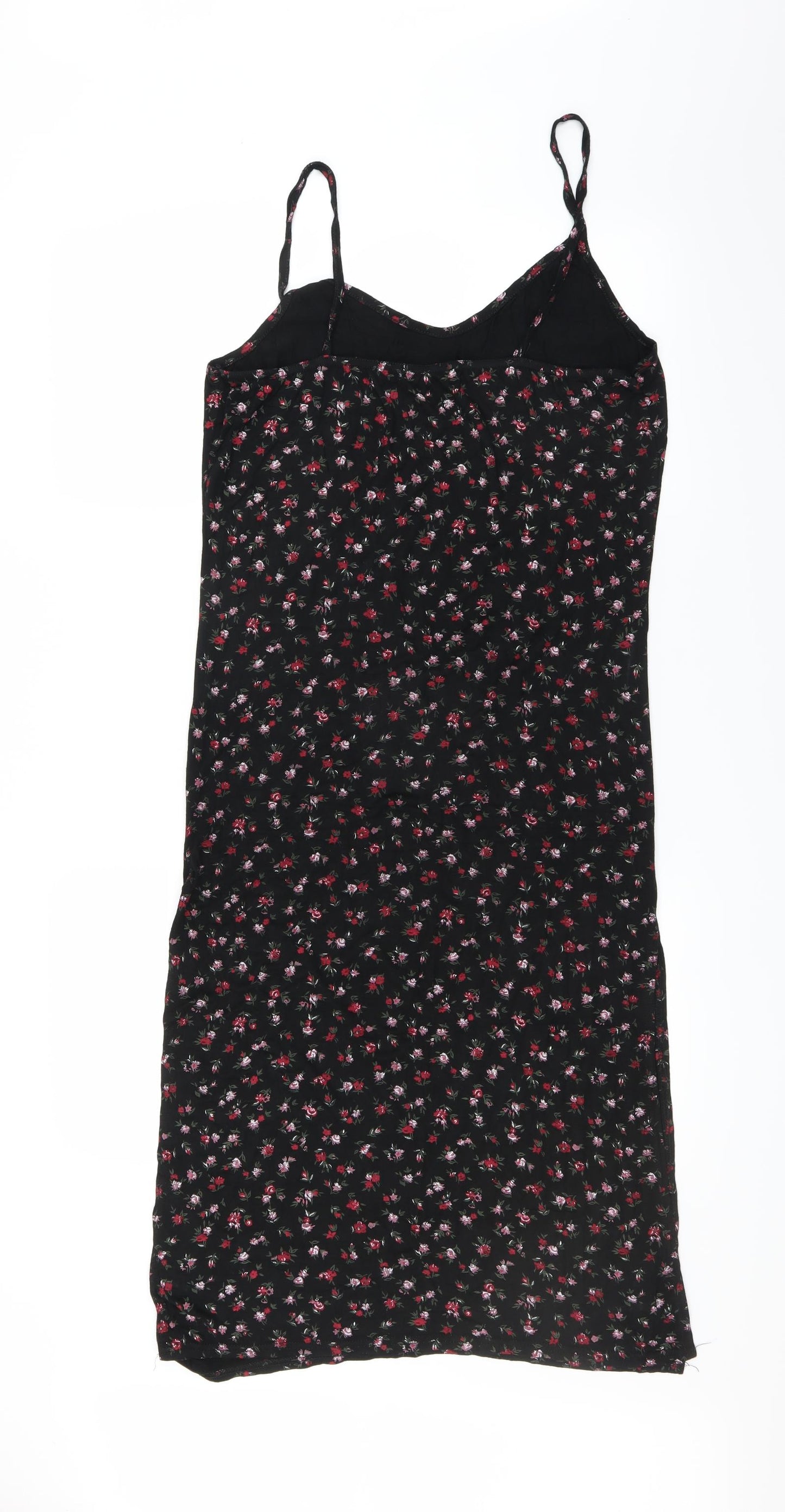 PRETTYLITTLETHING Womens Black Floral  T-Shirt Dress  Size 12