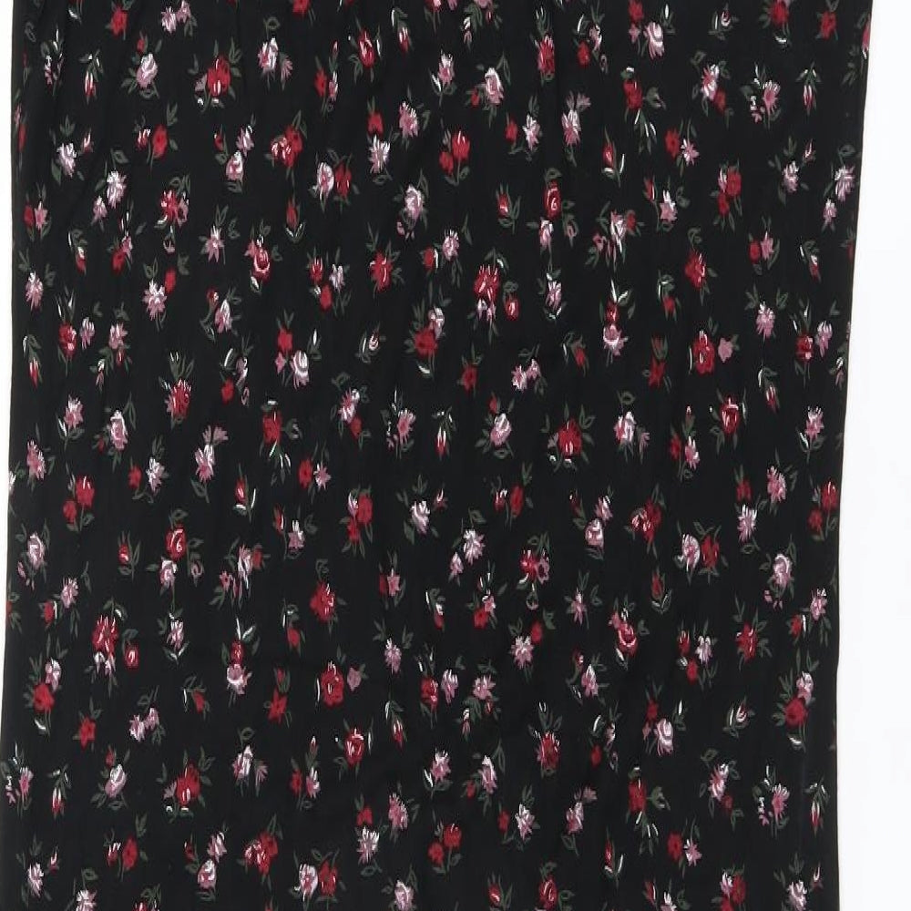 PRETTYLITTLETHING Womens Black Floral  T-Shirt Dress  Size 12