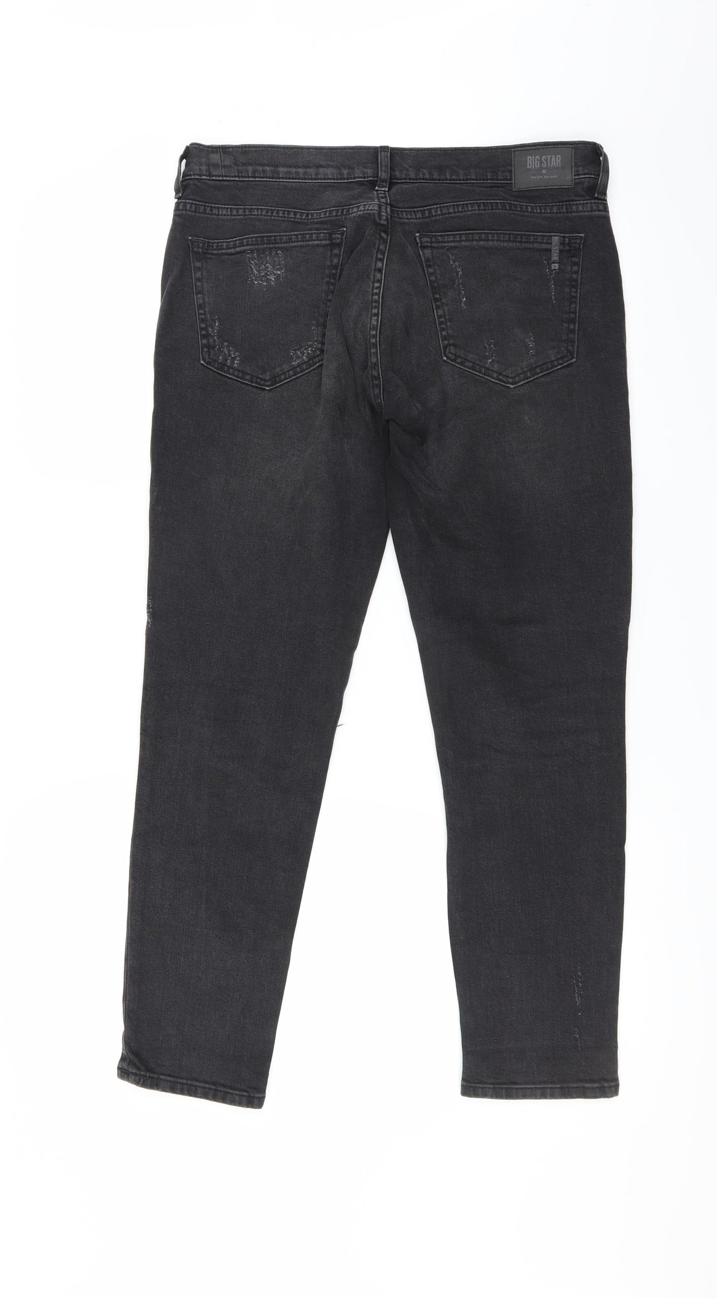 BIG STAR Mens Black   Tapered Jeans Size 28 in L30 in - DISTRESSED