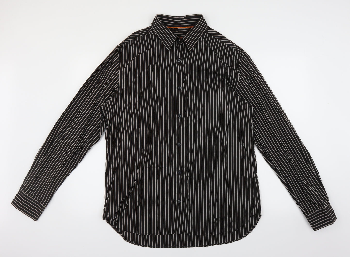 NEXT Mens Brown Striped   Button-Up Size L
