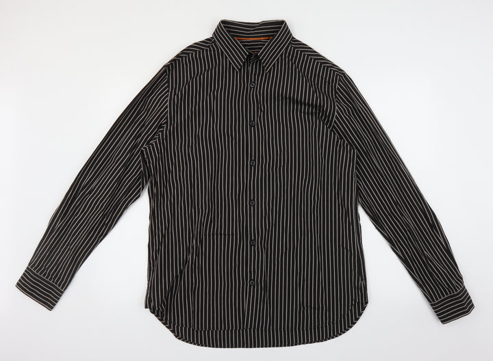 NEXT Mens Brown Striped   Button-Up Size L