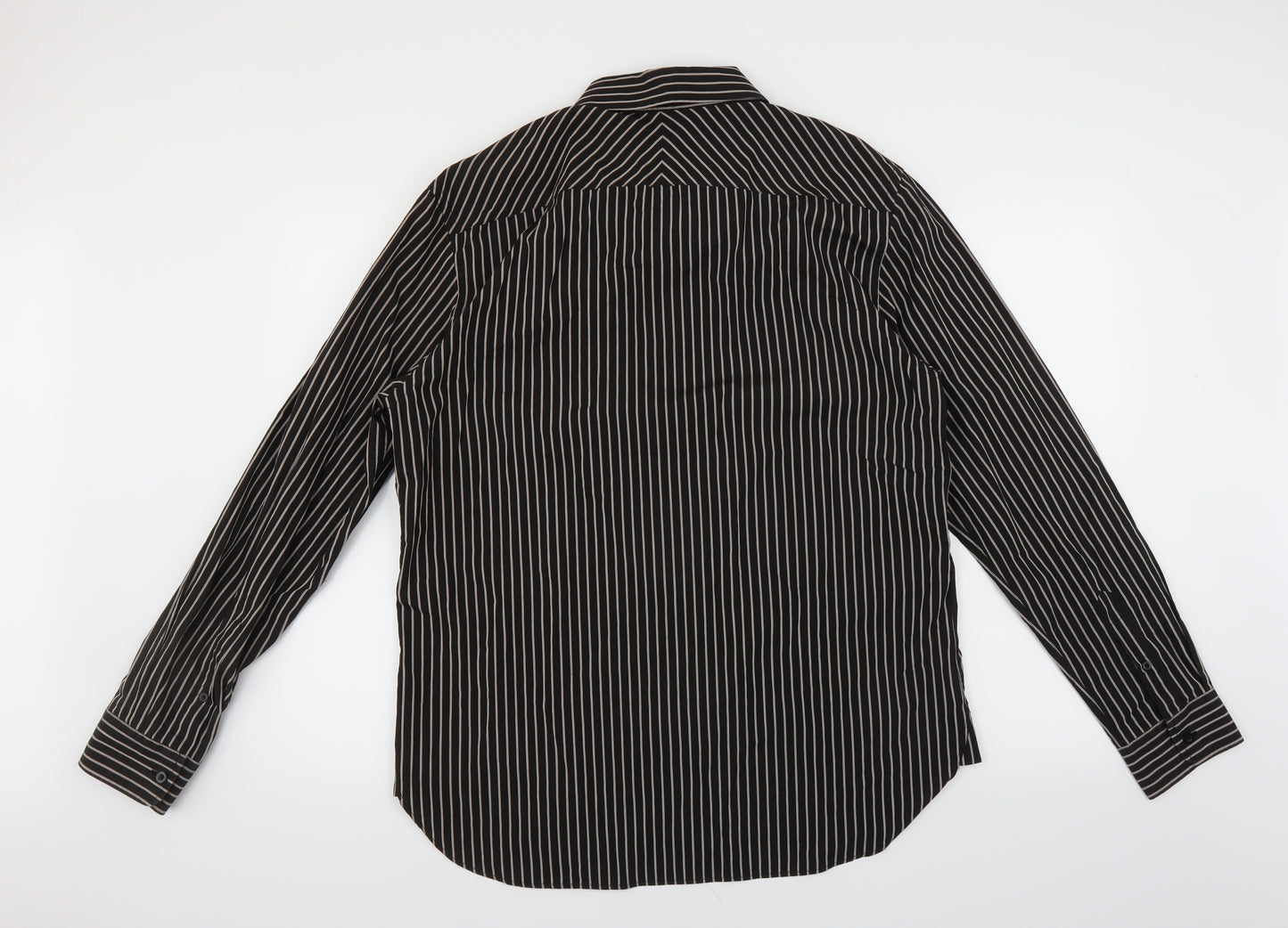 NEXT Mens Brown Striped   Button-Up Size L