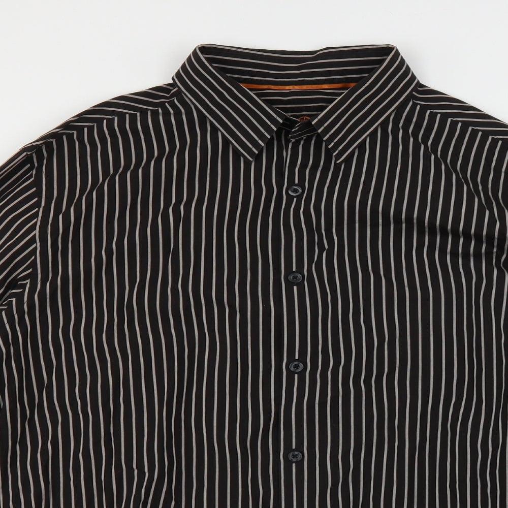 NEXT Mens Brown Striped   Button-Up Size L