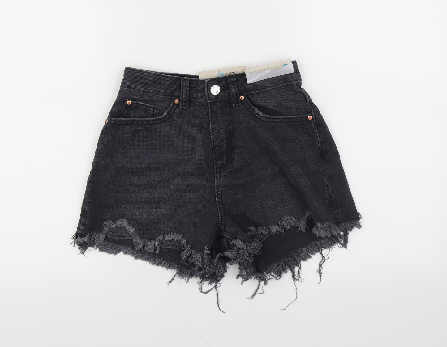 Primark Womens Grey  Denim Hot Pants Shorts Size 6