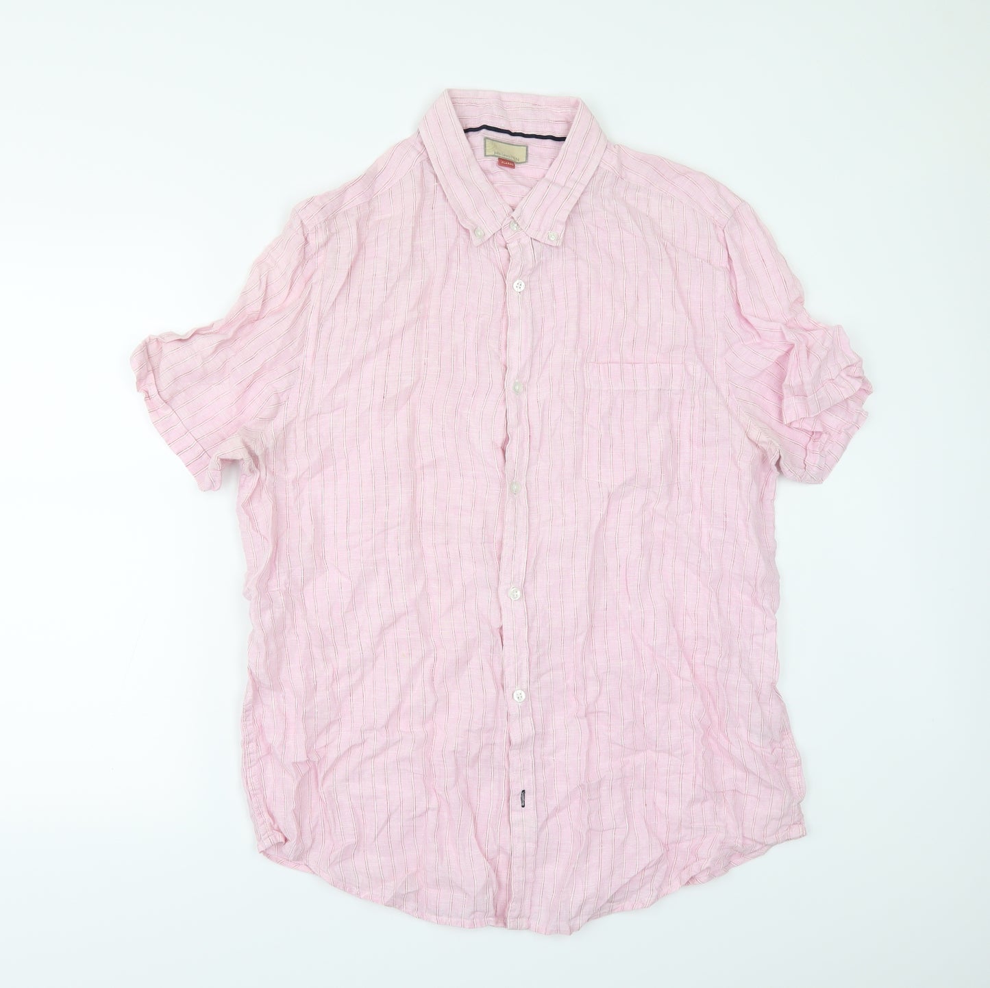 John Lewis Mens Pink Striped   Button-Up Size XL